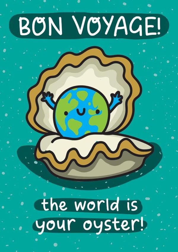 Cute Leaving Card – Bon Voyage - World is your oyster! created by The Playful Indian