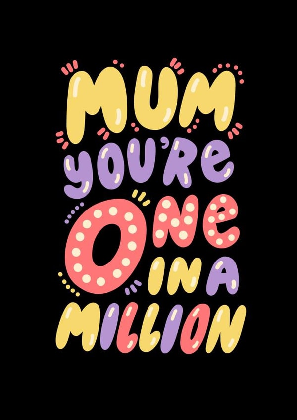 One in a Million Mum - Happy Birthday Mum - Mothers Day Card - Best Mum Card created by @studio27eleven