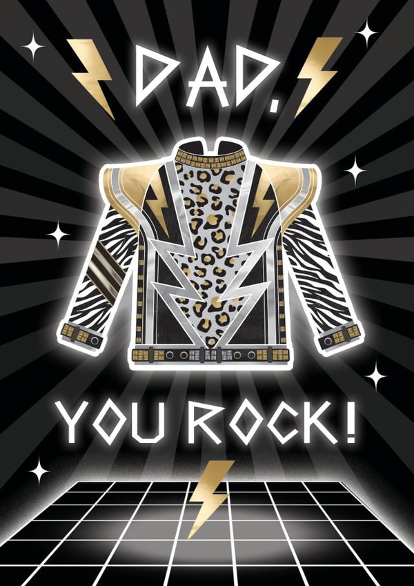 Cool Glam Rock Jacket - Dad - Father's Day Card - Dad, You Rock! created by Dan Bang Studio