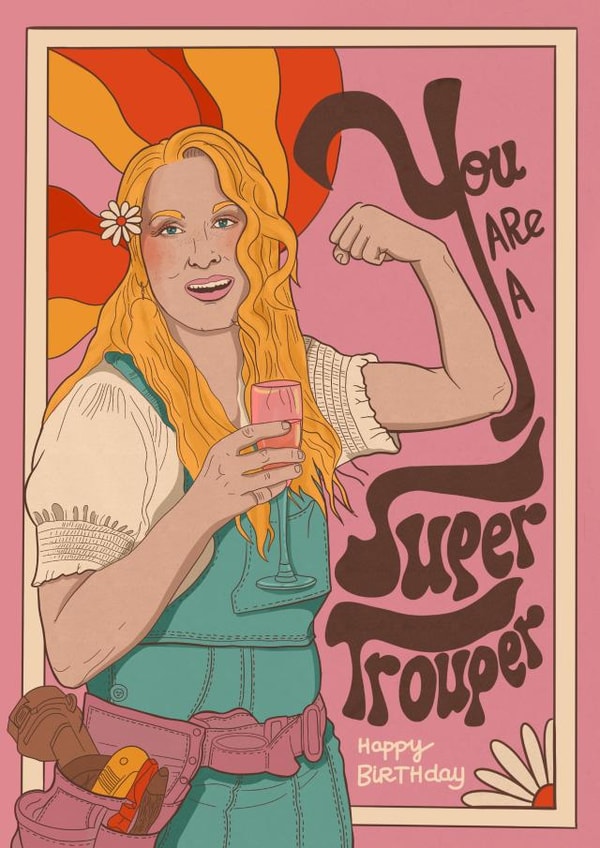 Cute Birthday Card - Super Trouper - ABBA created by Kasia Cards