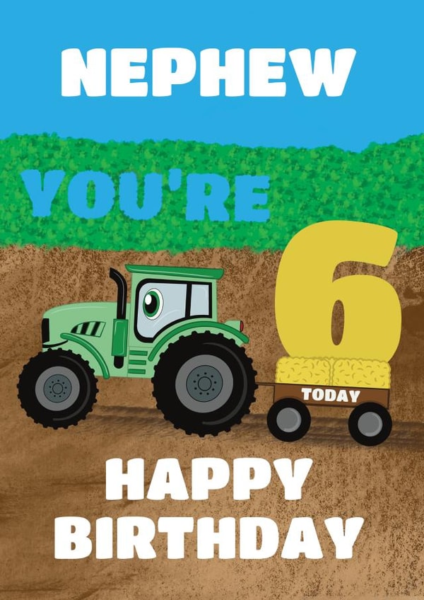 Nephew Age 6 Birthday Card - Farm Tractor created by @Cupsie's Creations