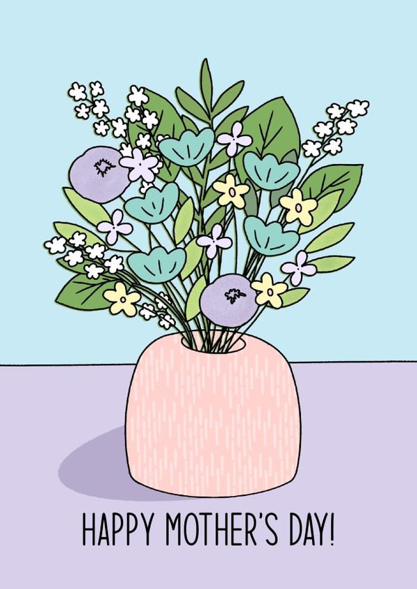 Happy Mother’s Day, floral Mother’s Day card, flower card, I love you, for her created by By Emma Dearling