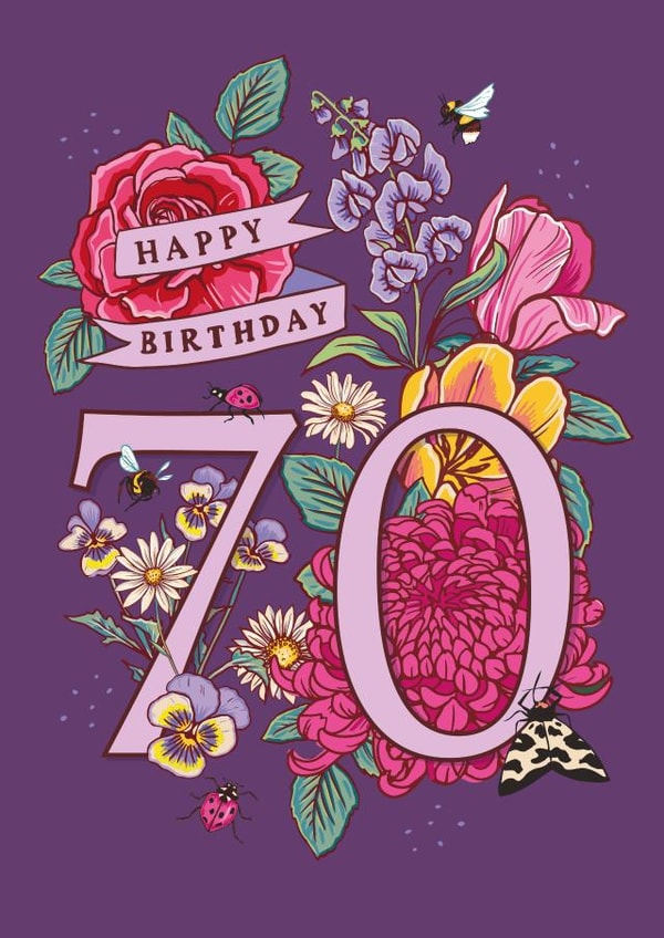 Classic Birthday Card - 70th - Beautiful Blooms created by Angie Spurgeon