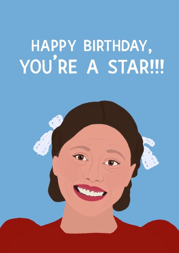Funny Pearl from “Pearl” and “X” horror films birthday card created by Chloe Dixon