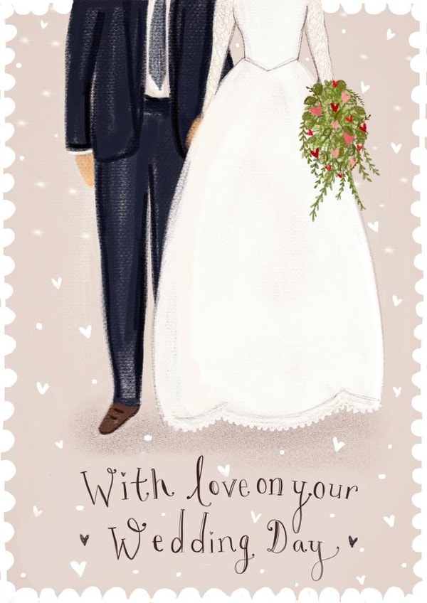 Pretty Wedding Card - With Love - Happy Couple created by Love Lucy Illustration