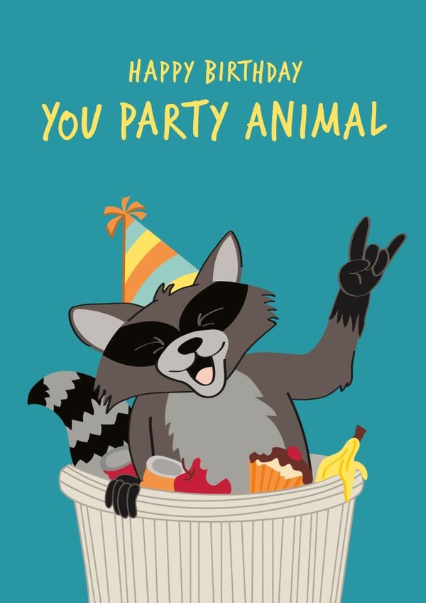 Party Animal funny Birthday Card for friend created by The Imagination Spot