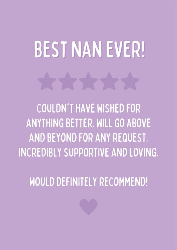 Funny Birthday Card - Best Nan Ever - Star Rating created by Blush Boulevard