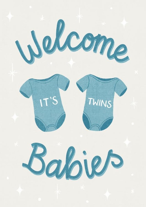 Cute New Baby Card - Twins - Boys created by Silky Rose Design