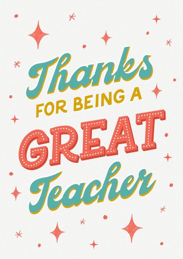 Thank You Teacher Card - Great Teacher created by Silky Rose Design