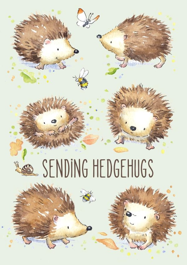 Cute Thinking of You card - Sending Hedgehugs created by Kate Garrett