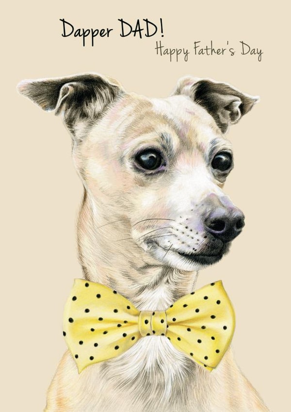 Cute Birthday Card - Dapper Dad - Whippet created by DECKLED EDGE LTD