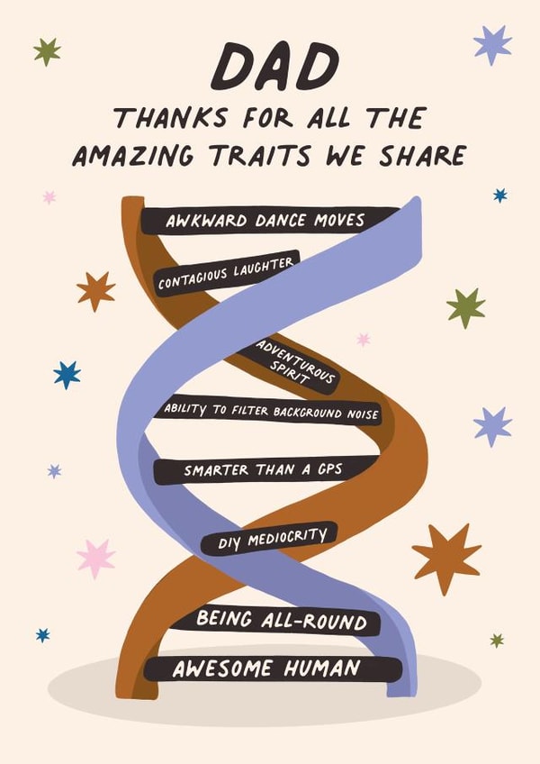 Nice Card For Dad | Dad DNA Father's Day Card created by @tikkled.pink
