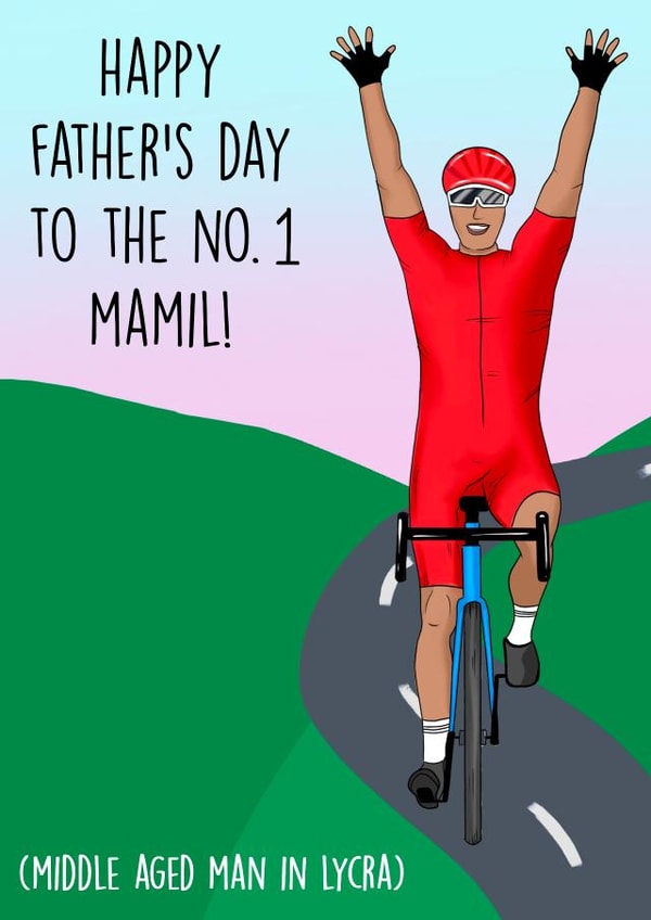 Funny Father's Day Card - MAMIL - Cyclist created by Poppy & Mabel