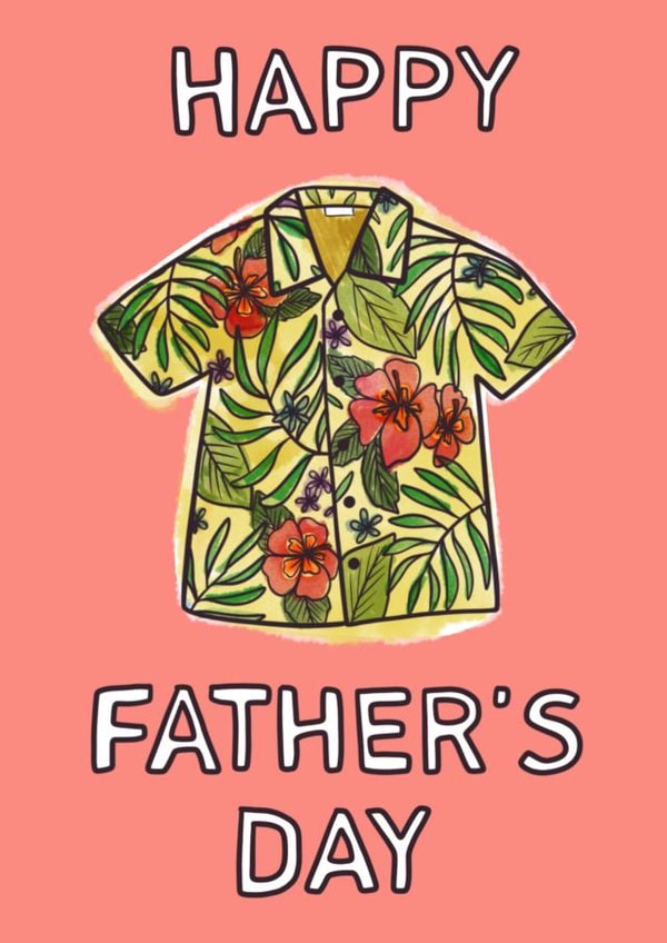 Hawaiian Shirt Father’s Day Card - It’s always 5 o’clock on Father’s day - tiki created by Fantastical Fun Shop