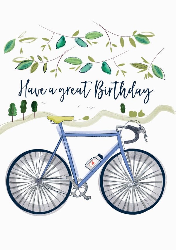Illustrative Birthday Card - Have a Great Day - Cycling created by Katie Phythian Design
