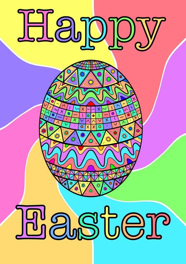 Easter Egg Card-Happy Easter Colourful Geometric Design For Son/Daughter/Partner created by NJP Sketchbook