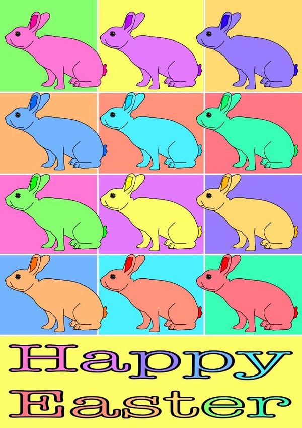 Easter Bunny Card - Happy Easter Colourful Bunny Design For Son/Daughter/Partner created by NJP Sketchbook