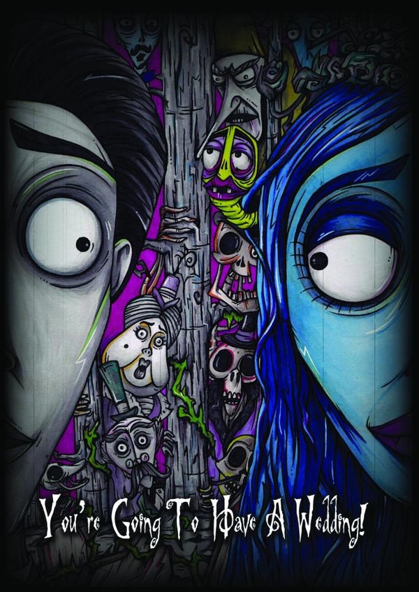 Corpse Bride inspired engagement card - You're Going To Have A Wedding! created by NMB Artworks