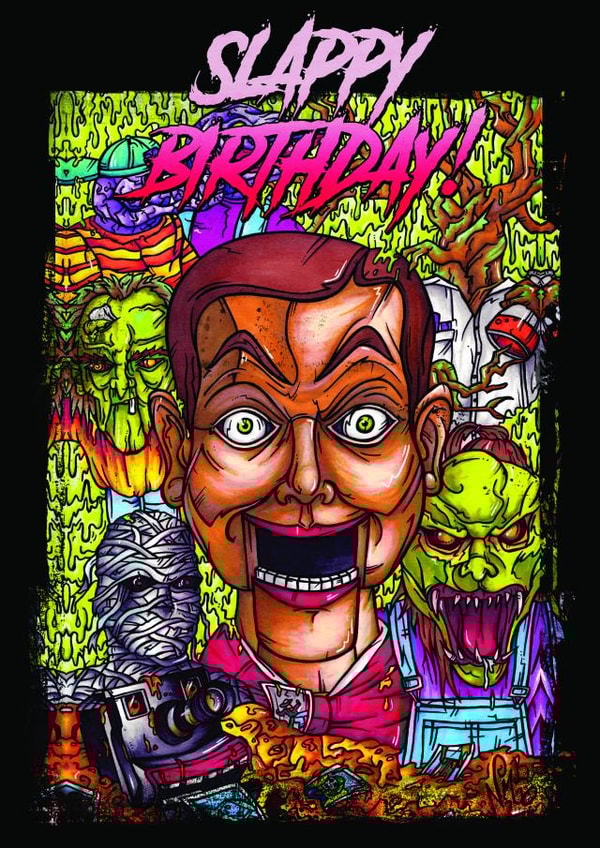 Goosebumps inspired birthday card - Slappy Birthday! created by NMB Artworks