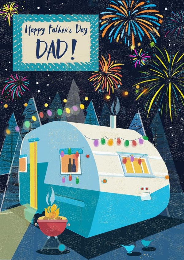 Retro Father's Day Card - Caravan - Fireworks created by Rocket68
