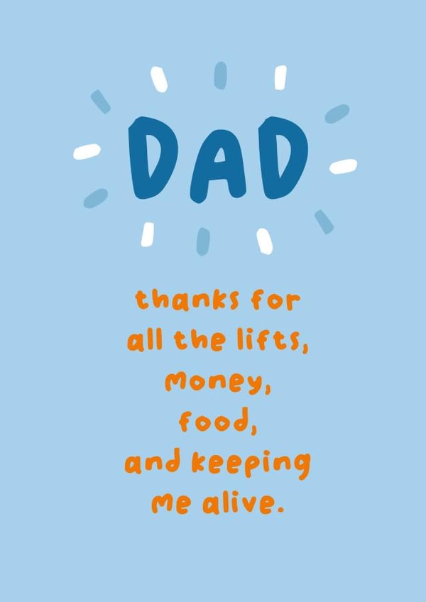 Cheeky Father's Day Card - Thanks for Keeping Me Alive created by Jessica Eyre