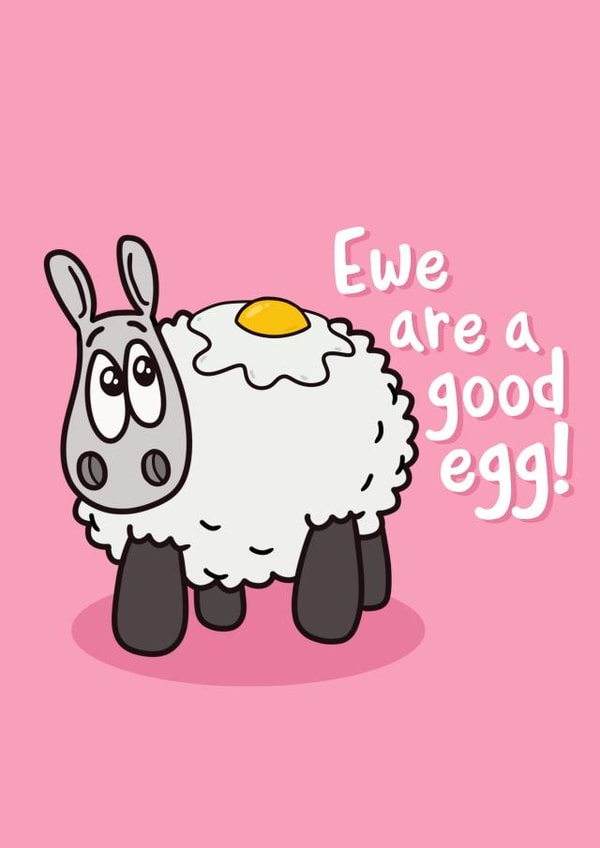 Cute Thank you card - sheep card - good egg created by Eweniverse