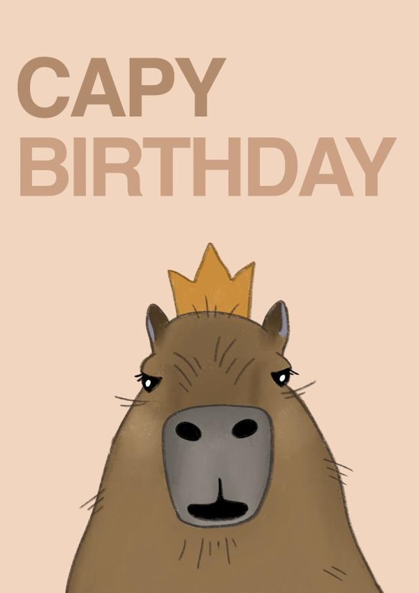 Capybara Capy Birthday card created by Carys Myfanwy
