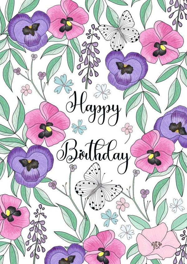 pansy floral happy birthday card created by Marie Goodchild