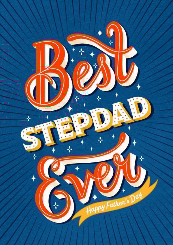 Bold and bright father's day card for stepdad - typography - best stepdad ever created by Kamiya Chirodian