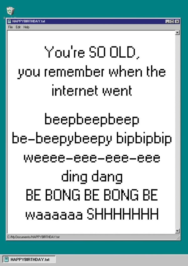 Cheeky Birthday Card - Dial-up Internet - 90s Retro created by Telephasic