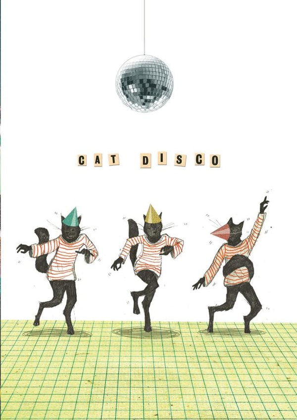 Cat Disco Birthday Card, Dancing Cats Card, Cat Lovers Birthday Card created by Greyling Post