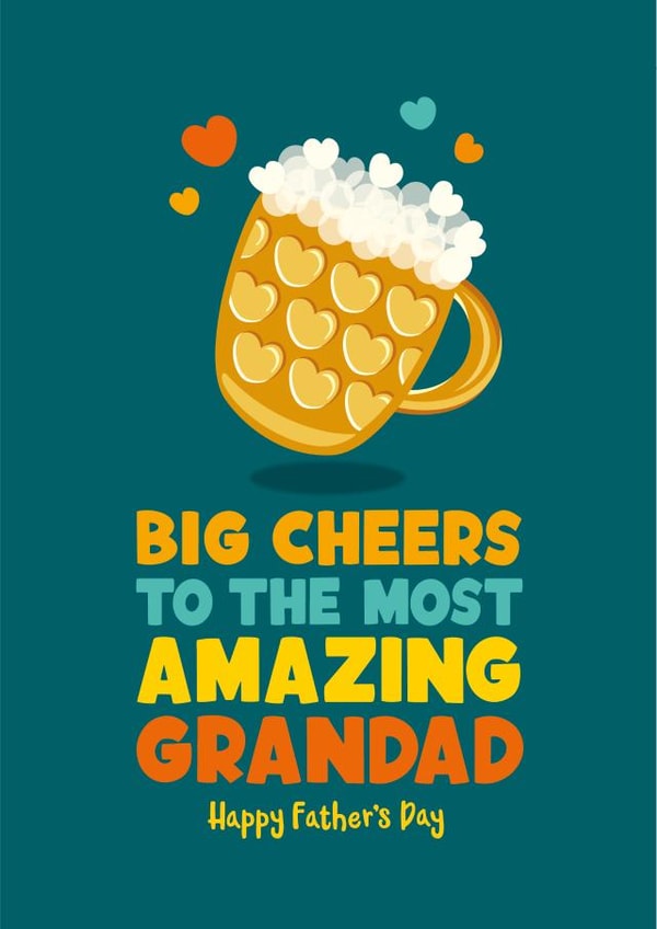 Cute Grandad Father’s Day card for the most amazing Grandad – Big Cheers created by The Typecast Gallery