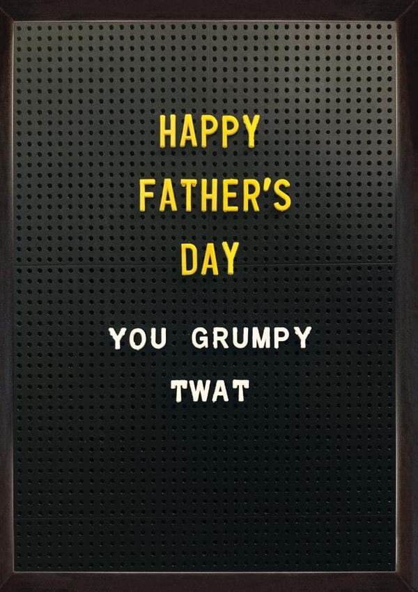 Funny Father's Day Card - Peg Letters Board - Grumpy Twat created by Brainbox Candy