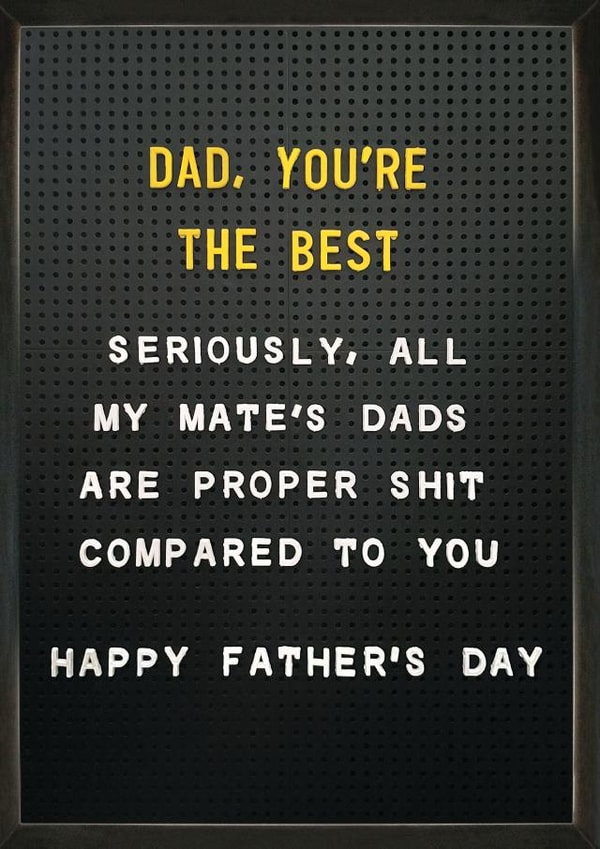Funny Father's Day Card - Peg Letters Board - Dad You're The Best created by Brainbox Candy