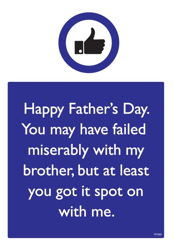 Funny Father's Day Card - Failed Miserably With My Brother created by Brainbox Candy