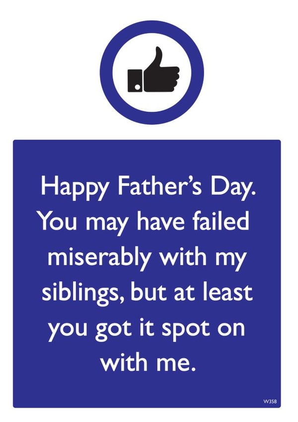 Funny Father's Day Card - Failed Miserably With My Siblings created by Brainbox Candy