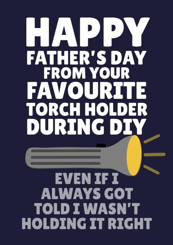 Cheeky Father's Day Card - Favourite Torch Holder - DIY created by PopDogShop