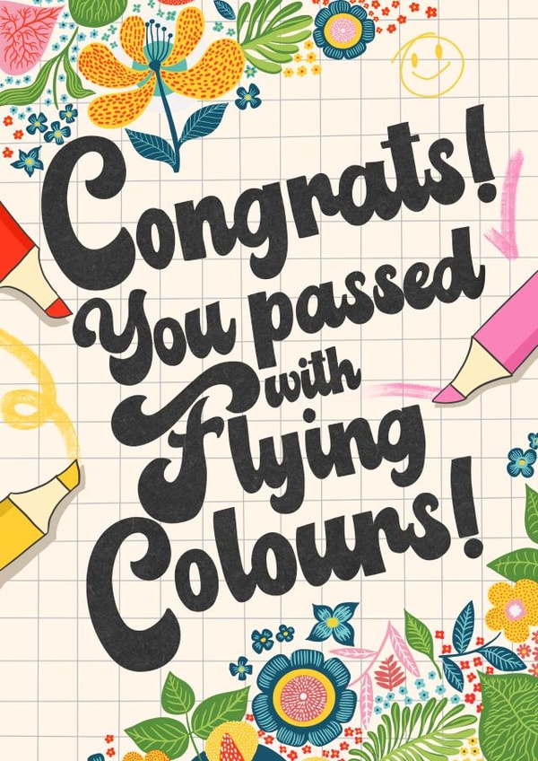 Exams congratulation card - for student - Flying colours created by Kasia Cards