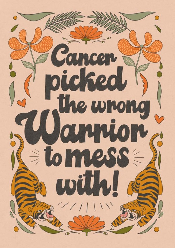 Beautiful and fierce - Thinking of you card - support cancer fight. created by Kasia Cards