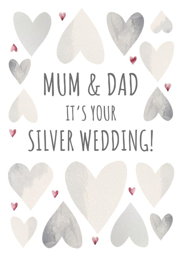 Pretty Silver Wedding Anniversary Card For Parents Celebrating 25 Years Together created by Amy Munro