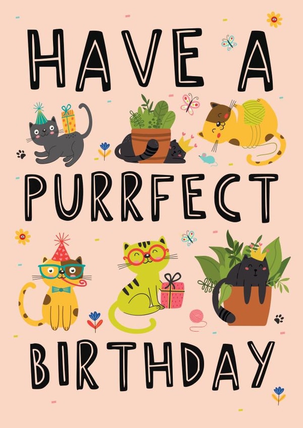 Cute Birthday Card - Purrfect - Cats created by Nidd And Rigg!