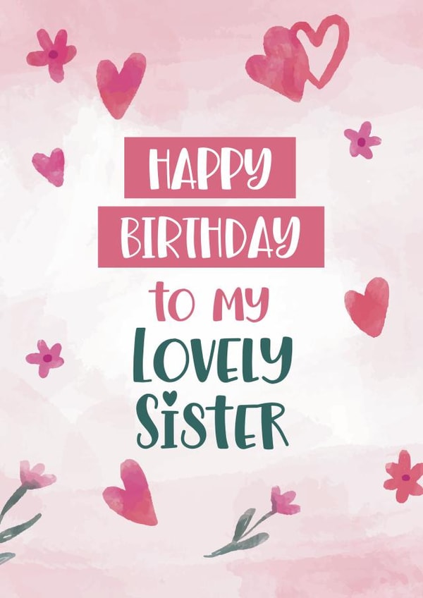 Cute Birthday Card - Lovely Sister created by Geordies Love Gin