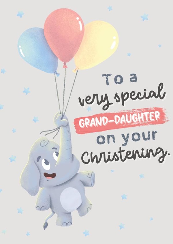 Cute Christening Card - Elephant - Granddaughter created by Nidd And Rigg!