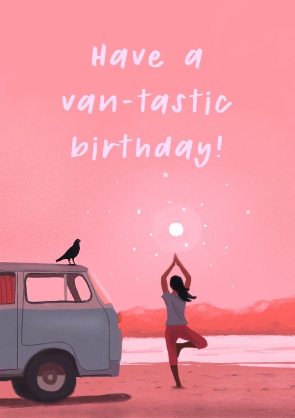 Cute Birthday Card For Friend - Vanlife Girl created by Bellollage