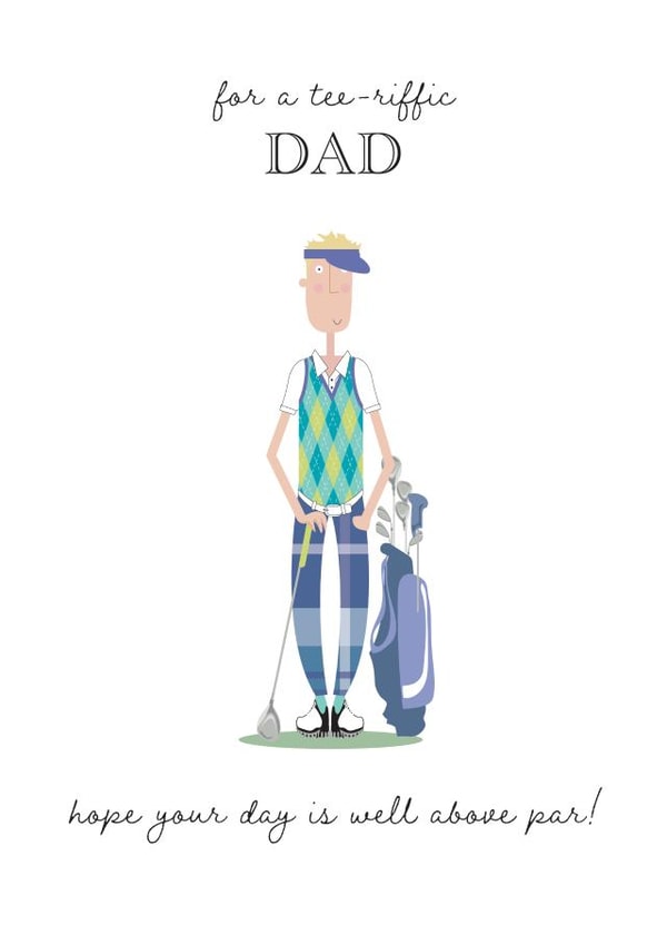 Cute dad birthday Card - Tee-riffic Dad - Golf created by Pink Pig