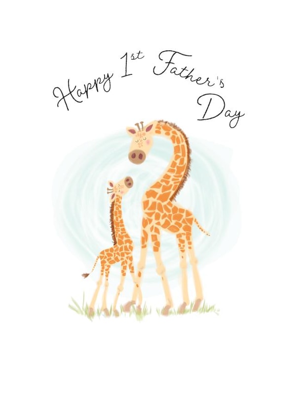 Happy 1st Father’s Day card - Giraffes created by Pink Pig