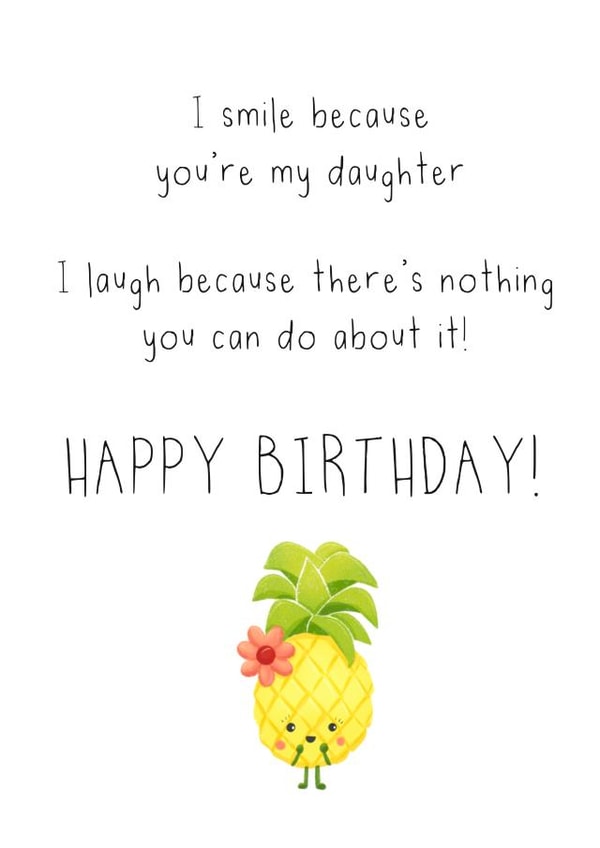 Cute birthday card for your daughter - funny and cute - pineapple card created by Beach Life Studio