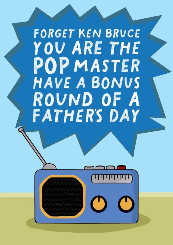 Funny Popmaster Father's Day card - Radio 2 - Ken Bruce created by Pickled Prints
