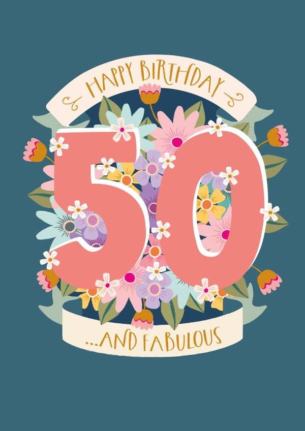Pretty 50th Birthday Card - 50 and Fabulous created by The Pattern Press