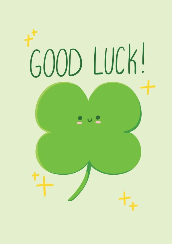 Cute Good Luck Card - Four Leaf Clover created by Emil's Doodles